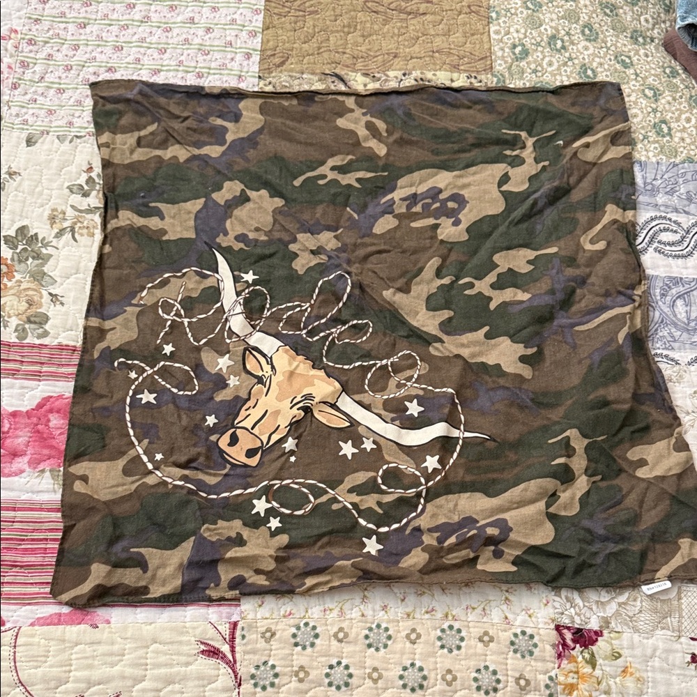 Rodeo Quincy Camouflage Bandana with Bull Design